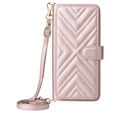 Tok patenttal a Realme 14 Pro+ 5G-hez, Crossbody Leather Wallet, rózsaszín rose gold
