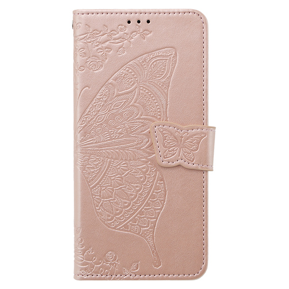 Pattintható tok a Xiaomi Poco X6 5G, Butterfly, rózsaszín rose gold