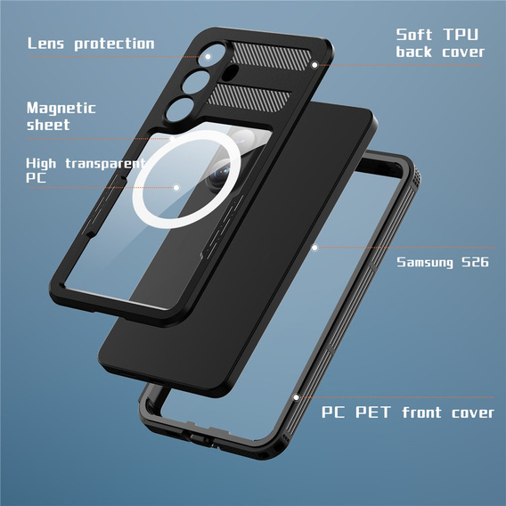 REDPEPPER vízálló tok Samsung Galaxy S26-hoz, fekete