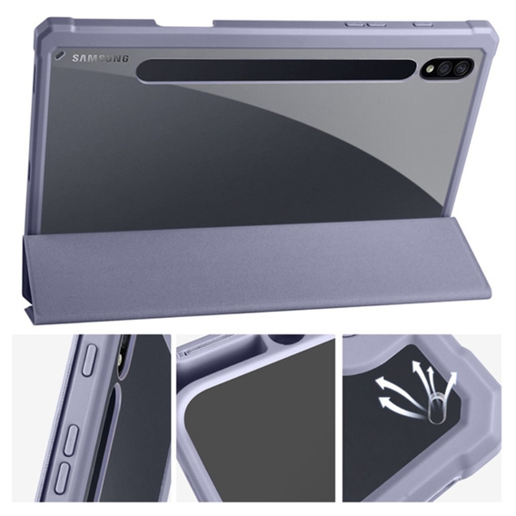 Tok Samsung Galaxy Tab S7 Plus / Tab S7 FE, Smartcase Hybrid, tolltartó résszel, lila