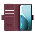 Tok Oppo Reno 14 F / 14 FS, ERBORD Glossy Litchi, pénztárca patenttal, piros