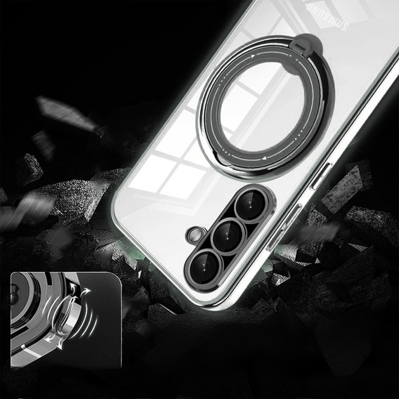 Mágneses tok Samsung Galaxy A56-hoz, MagSafe, fekete + üveg 9H