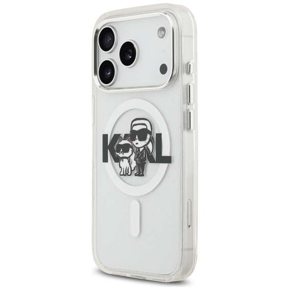 Karl Lagerfeld IML Glitter Karl és Choupette MagSafe tok iPhone 17 Pro készülékhez
