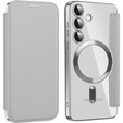 Pattintható tok a Samsung Galaxy S24, RFID Wallet MagSafe CamShield, ezüst