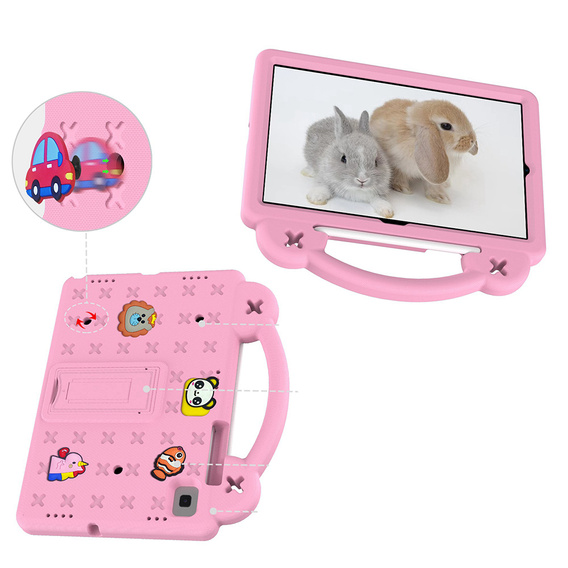 Gyermek tok Samsung Galaxy Tab S6 Lite 10.4 2020/2022 / Tab A7 2020 T500 / T505 / Tab S6 T860/T865, Cute Patterns, állvánnyal, rózsaszín