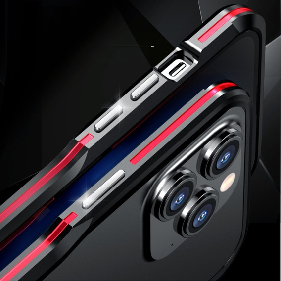 Teletok LUPHIE iPhone 15 Pro-hoz, Armor Bumper, fekete / piros