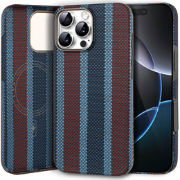 Tok IPhone 16 Pro, Aramid Fiber Slim Case, MagSafe, kék / piros