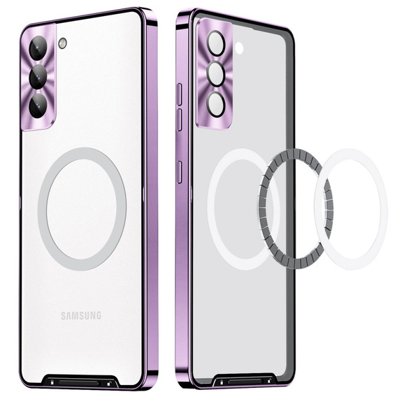 Kameravédő tok Samsung Galaxy S21 FE 5G, CamShield MagSafe, átlátszó / lila