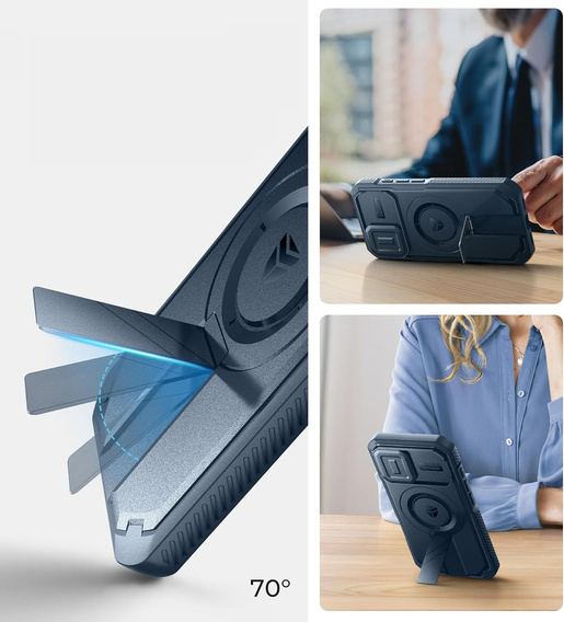 Páncélozott tok iPhone 16 készülékhez, Dexnor CamProtect MagSafe, kék