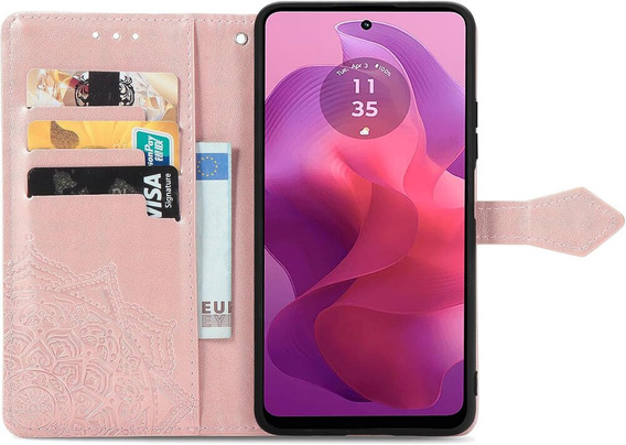 Pattintható tok a Motorola Moto E14, Mandala, rózsaszín