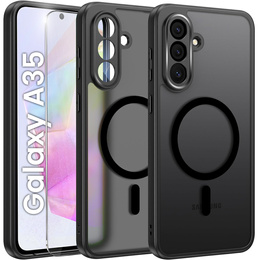 Tok Samsung Galaxy A35 4G/5G-hoz, MagSafe, ERBORD Matt Case, fekete + képernyőüveg