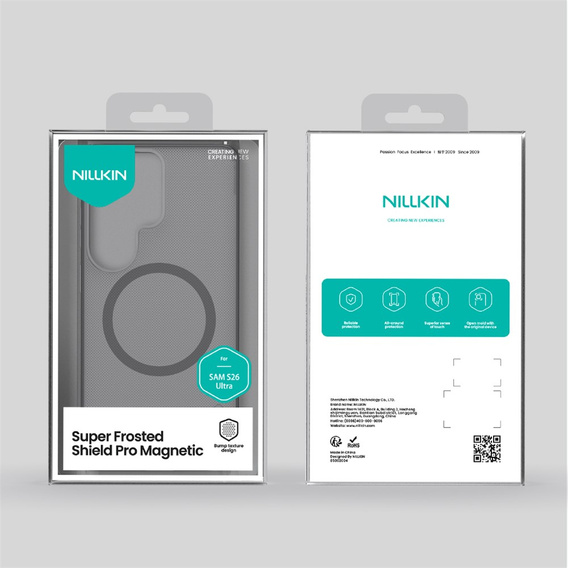 Nillkin Frosted Shield Pro MagSafe tok Samsung Galaxy S26 Ultra készülékhez, átlátszó/fekete