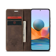 CASEME tok Xiaomi Redmi Note 10 Pro, Leather Wallet Case, kávé