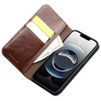 Flip tok Iphone 16E, QIALINO Leather Wallet, barna