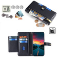 Pattintható tok a Realme 14 Pro+ 5G, Wallet Zipper Pocket, fekete