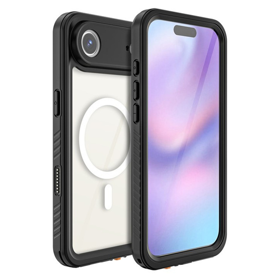 Redpepper tok iPhone Air készülékhez, IP68 vízálló, MagSafe-hoz, átlátszó, fekete oldallapokkal