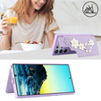 Tok Samsung Galaxy S24 Ultra, Leather Flower Card Slot, lila
