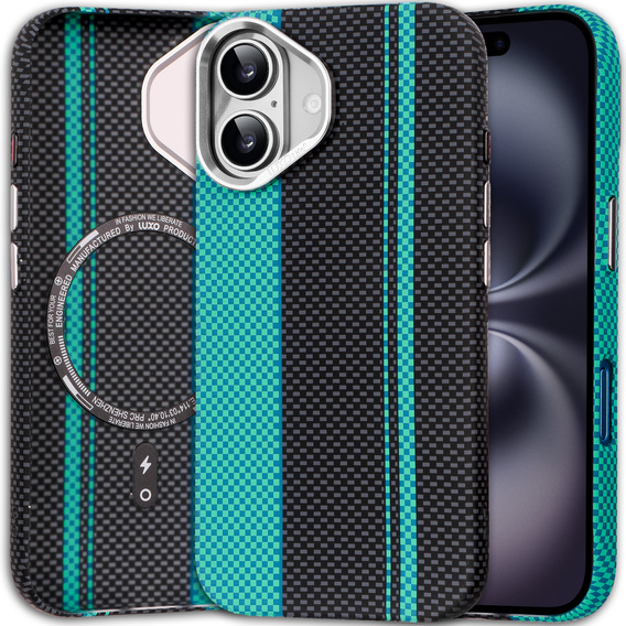Tok iPhone 16, Carbon Fiber MagSafe, fekete / kék