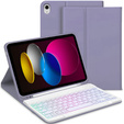 Kivilágított bluetooth billentyűzettel ellátott tok iPad 10.9 2022 (10 gen.), lila