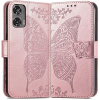 Pattintható tok a Motorola Moto G85, Butterfly, rózsaszín rose gold