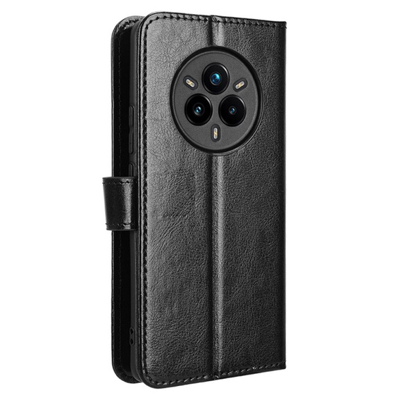 Pattintható tok a Realme 14 Pro+ 5G, Crazy Horse Wallet, fekete
