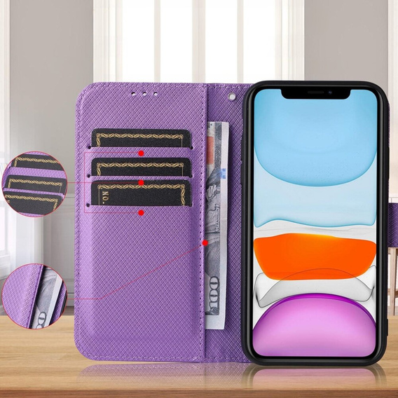 Pattintható tok a Oppo Reno 12 Pro, Wallet Smart Magnet, lila