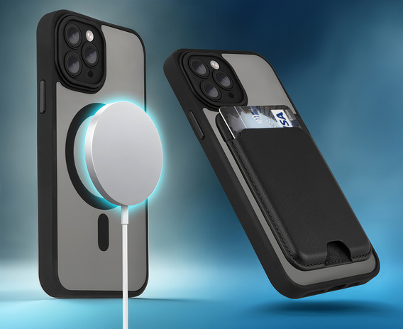 Tok iPhone 14 Pro-hoz, MagSafe, ERBORD Matt Case, fekete + képernyőüveg