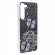 Tok Samsung Galaxy S24, Glitter Butterfly, fekete
