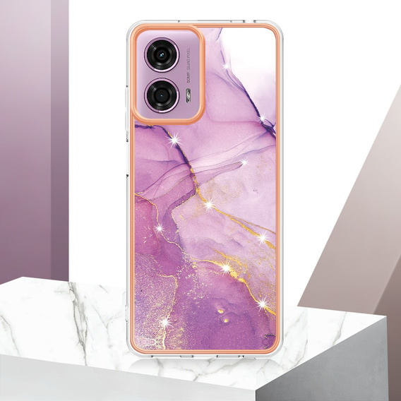 Védő tok Motorola Moto G24 / G24 Power / G04, Marble Slim Case, lila