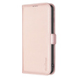 Pattintható tok a Samsung Galaxy A15, BINFEN Wallet, rózsaszín rose gold + 9H üveg 