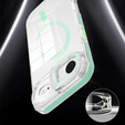 Tok iPhone Air készülékhez, MagSafe, állvánnyal, átlátszó, zöld betétekkel
