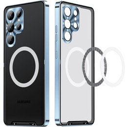 Kameravédő tok Samsung Galaxy S23 Ultra, CamShield MagSafe, átlátszó / kék