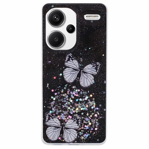 Tok Xiaomi Redmi Note 13 Pro+, Glitter Butterfly, fekete