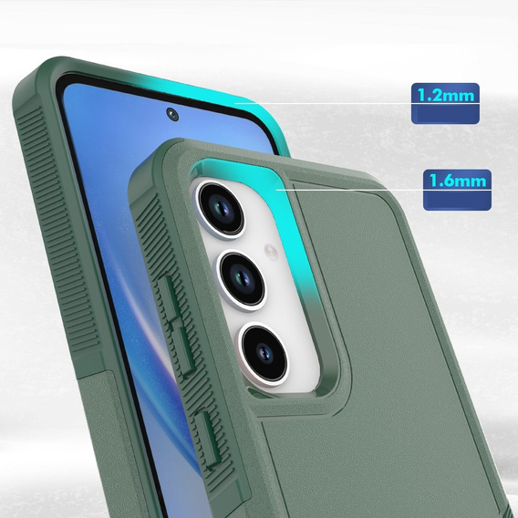 Páncélozott tok Samsung Galaxy A55 5G, Dual Shockproof, sötétzöld