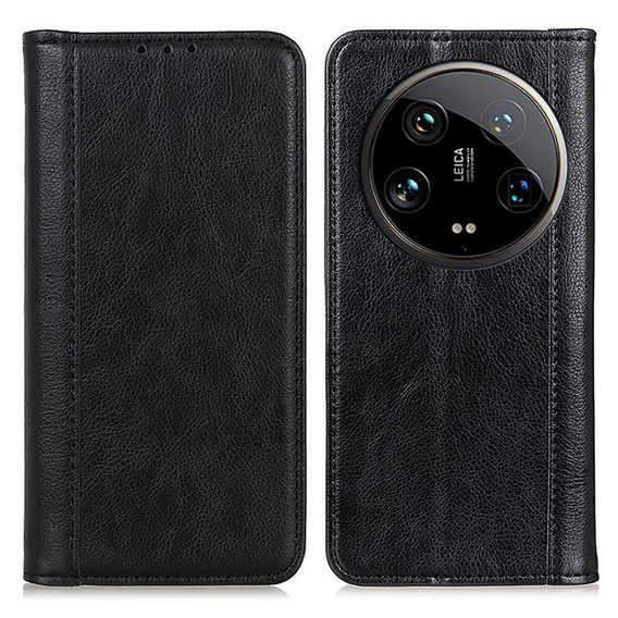 Telefontok a Xiaomi 14 Ultra, Wallet Litchi Leather, fekete