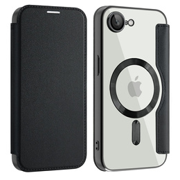 Pattintható tok a iPhone 16E, RFID Wallet MagSafe CamShield, fekete