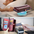 Tok CASEME Samsung Galaxy S25 FE, RFID Leather Wallet, vállpánttal, piros