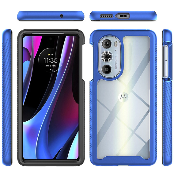 Tok Motorola Edge 30 Pro készülékhez, Shockproof, fóliával, kék