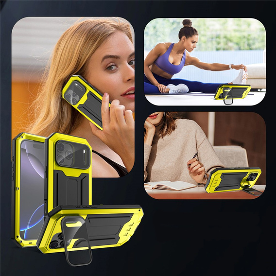 R-JUST páncélozott tok képernyővédővel és állvánnyal iPhone 17 Pro Max készülékhez