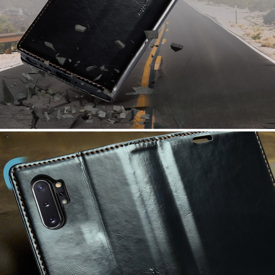 CASEME flip tok Samsung Galaxy Note 10 Plus, Waxy Textured, fekete