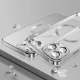 Tok iPhone 13 Pro-hoz, Electro MagSafe, ezüst + üveg a képernyőhöz