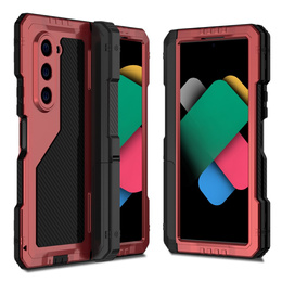 Páncélozott tok Samsung Galaxy Z Fold6 5G készülékhez, alumínium, állvánnyal és tolltartóval, piros