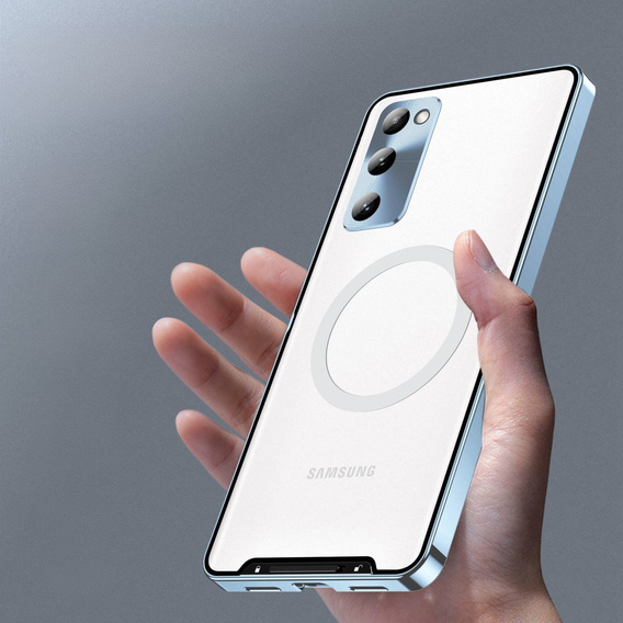 Kameravédő tok Samsung Galaxy S20 FE, CamShield MagSafe, átlátszó / kék
