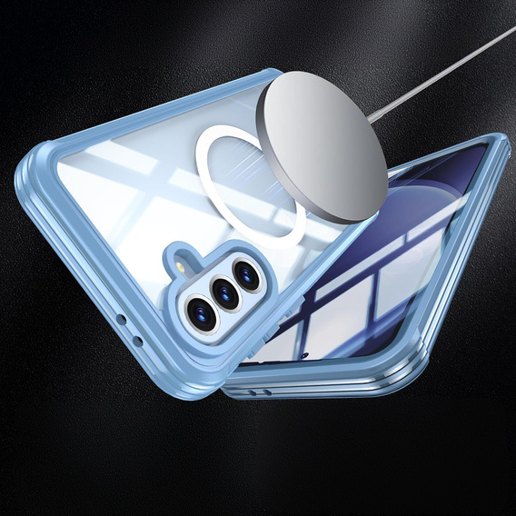 Tok Samsung Galaxy A36 / Samsung Galaxy A56-hoz, Shockproof, üveggel, MagSafe-hoz, kék