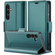 Tok Samsung Galaxy A25 5G, ERBORD Glossy Litchi, pénztárca patenttal, zöld