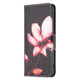 Pattintható tok a Xiaomi Redmi Note 13 Pro 5G, Wallet, Lotus fekete
