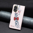 Pattintható tok a Oppo A38 4G / Oppo A18 4G, Wallet, Giraffe rózsaszín
