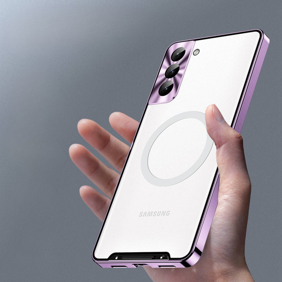Kameravédő tok Samsung Galaxy S21 FE 5G, CamShield MagSafe, átlátszó / lila