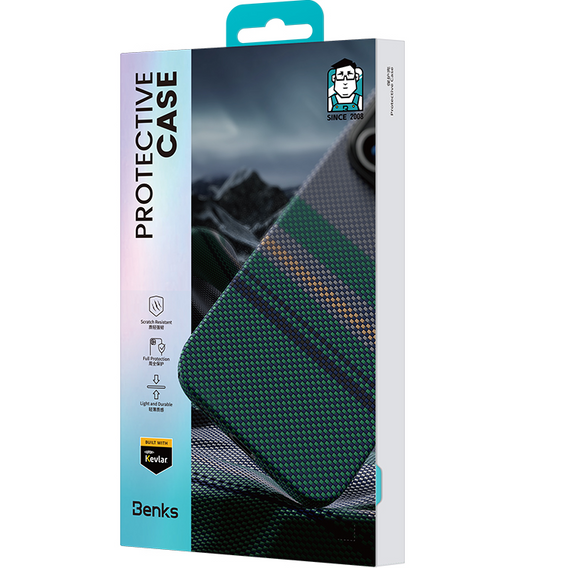 BENKS Kevlar mágneses páncél Air Aurora 600D SA65 tok MagSafe-hez iPhone 16 Pro-hoz