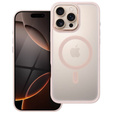 Tok iPhone 16 Pro Max-hoz, MagSafe, ERBORD Matt Case, átlátszó / rózsaszín + képernyőüveg